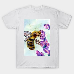 Honey Bee and Purple Flowers T-Shirt